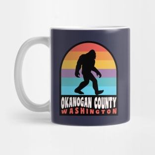 Okanogan County Washington Bigfoot Sasquatch Retro Sunset Mug